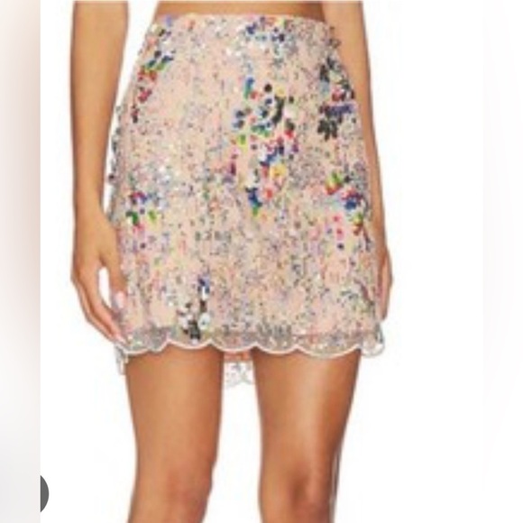 Milly LIKE NEW Kristina Confetti rainbow sequin blingy scallop hem mini skirt -6 - Picture 2 of 16